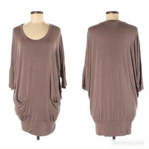 M+P+E Oversized Brown Tunic Short Sleeve Top